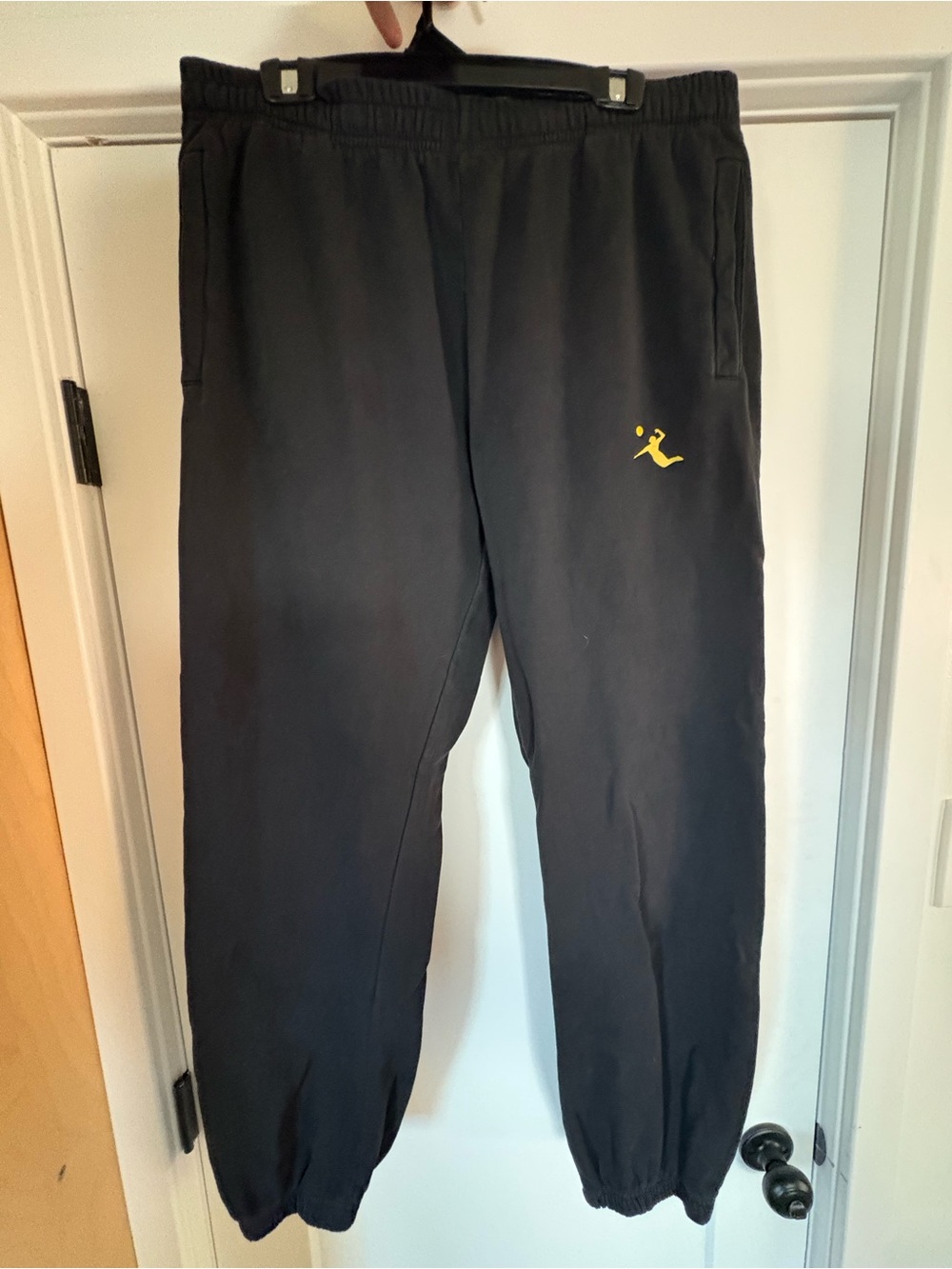 Black Men's Jogger Sweatpants with Yellow Logo Accent